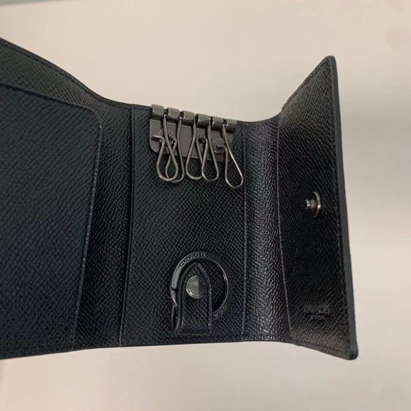 COACH F73992 LEATHER FIVE RING KEY CASE IN BLACK - Picture 2 of 5